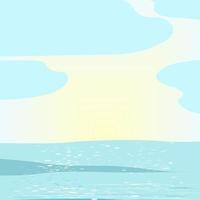 Seascape with waves and clouds in the sky vector