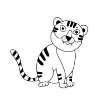 Growling cute tiger cub. Doodle hand drawn illustration vector