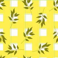 Cute branches with yellow pattern checkered minimalist. Summer texture, textiles, children wallpaper. vector