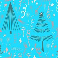 Christmas background party celebration vector seamless pattern stylized Christmas trees with candy gifts and sparklers. Wallpaper for wrapping paper, invitations, paper and cards, website backgrounds.