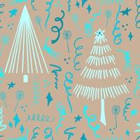 Christmas background party celebration vector seamless pattern stylized Christmas trees with candy gifts and sparklers. Wallpaper for wrapping paper, invitations, paper and cards, website backgrounds.