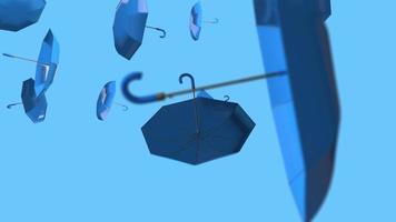 blå embrella faller i bakgrundsvideo för kreativt koncept video