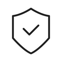 icono de verificación de seguridad de escudo línea vectorial para web, presentación, logotipo, símbolo de icono vector