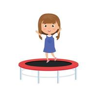 cute little girl in trampoline jump game vector