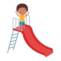 cute little boy afro in slide game vector