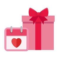 gift box and calendar with heart isolated icon vector