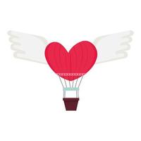 balloon air hot in shape heart isolated icon vector