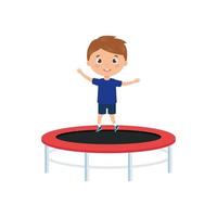 cute little boy in trampoline jump game vector