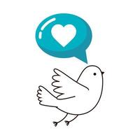 cute dove and speech bubble with heart vector