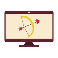 arch cupid in monitor isolated icon vector