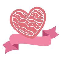 cute heart with ribbon isolated icon vector