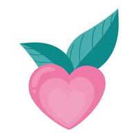 cute heart with leafs isolated icon vector