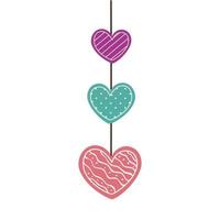 cute hearts hanging isolated icon vector