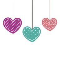 cute hearts hanging isolated icon vector