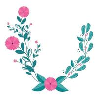 flowers with branches and leafs isolated icon vector