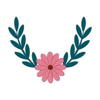 cute flower with branches and leafs isolated icon vector