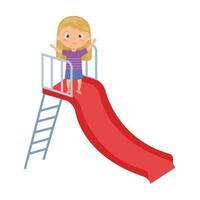 cute little girl in slide game vector