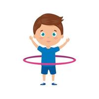 cute little boy playing hula hula isolated icon vector