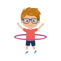 cute little boy playing hula hula isolated icon vector