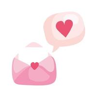envelope mail and speech bubble with heart vector