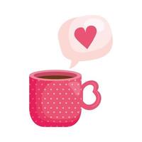cup coffee and speech bubble with heart isolated icon vector