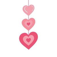 cute hearts hanging decoration isolated icon vector