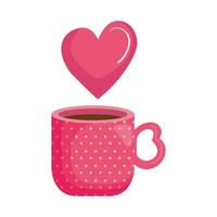 cup coffee with heart isolated icon vector