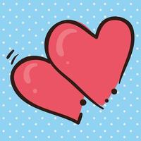 cute hearts love in blue color background vector