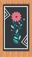 flower with branch and leafs in wooden background vector