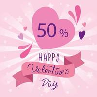 set cards of happy valentines day with fifty percent vector