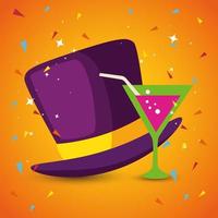 Mardi gras hat and cocktail vector design