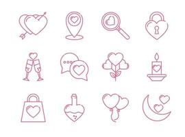Diseño de vector de conjunto de iconos de amor aislado