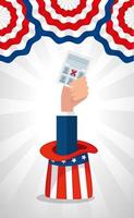 Vote paper and hat of usa happy presidents day vector design