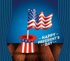 Hat and flag of usa happy presidents day vector design