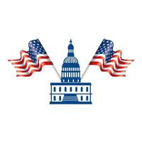Isolated usa capitol and flags vector design