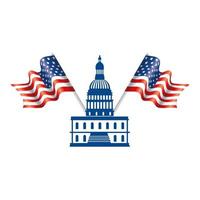 Capitolio de Estados Unidos aislado y diseño vectorial de banderas vector