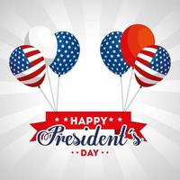 Globos de diseño de vector de feliz día de los presidentes de Estados Unidos