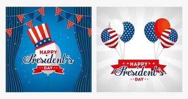 Hat and balloons of usa happy presidents day vector design