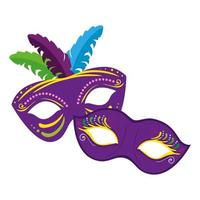 Isolated mardi gras masks vector design