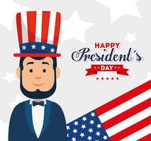 Man avatar cartoon of usa happy presidents day vector design