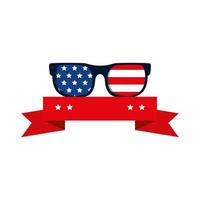 Isolated usa glasses and ribbon vector design