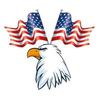 Diseño de vector de águila y banderas de Estados Unidos aislado