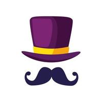 Isolated hat and mustache vector design