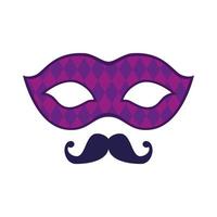 Isolated mardi gras mask and mustache vector design