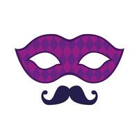 Máscara de mardi gras aislada y diseño de vector de bigote