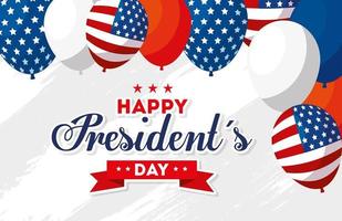 Globos de diseño de vector de feliz día de los presidentes de Estados Unidos