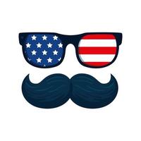 Isolated usa glasses and mustache vector design