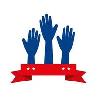 Isolated usa hands and ribbon vector design