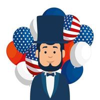 Isolated usa president man and balloons vector design