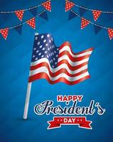 Flag and banner pennant of usa happy presidents day vector design